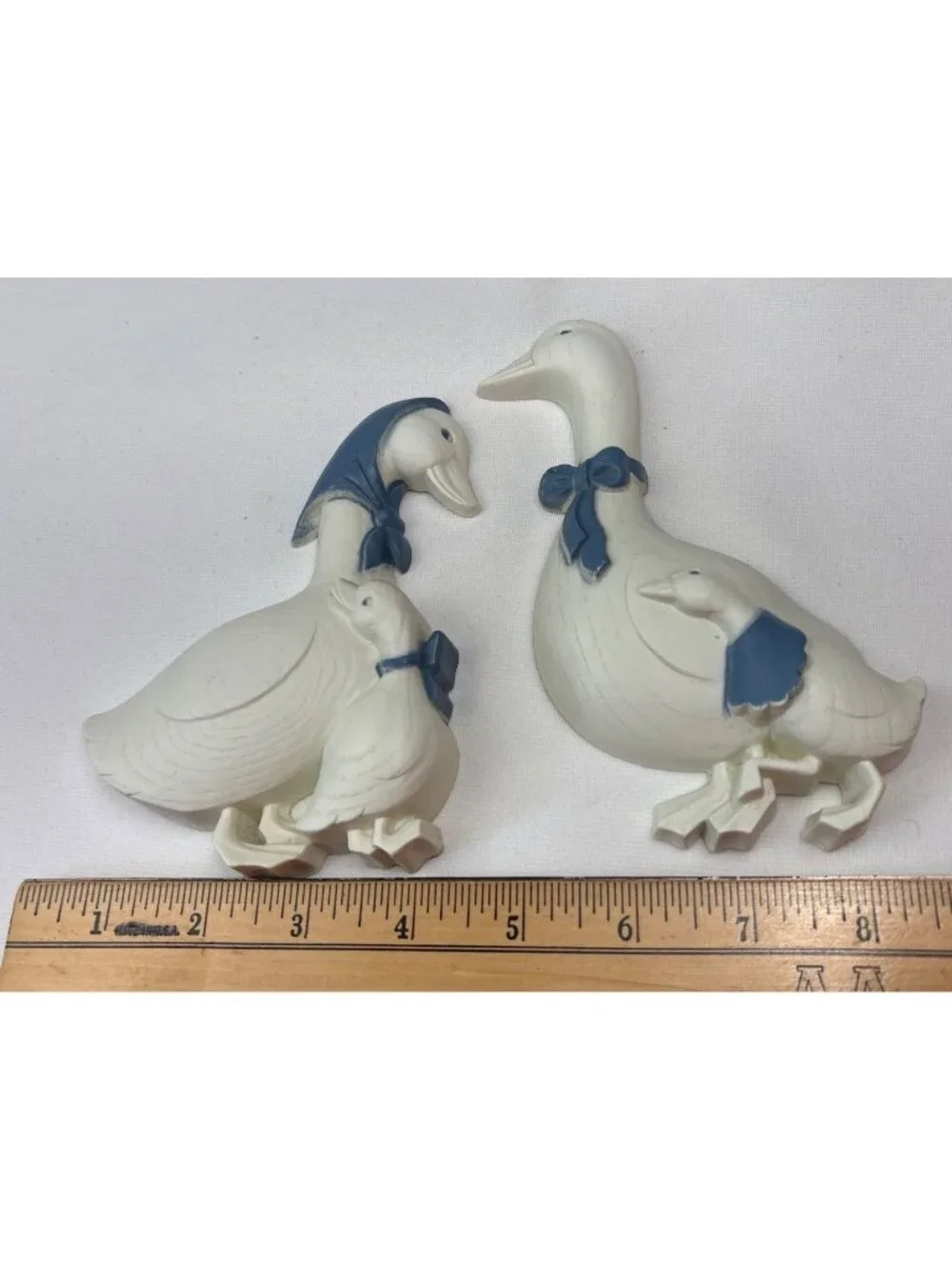 Burwood White Blue Goose Family Resin Wall Decor Set Adorable Farmhouse Vtg